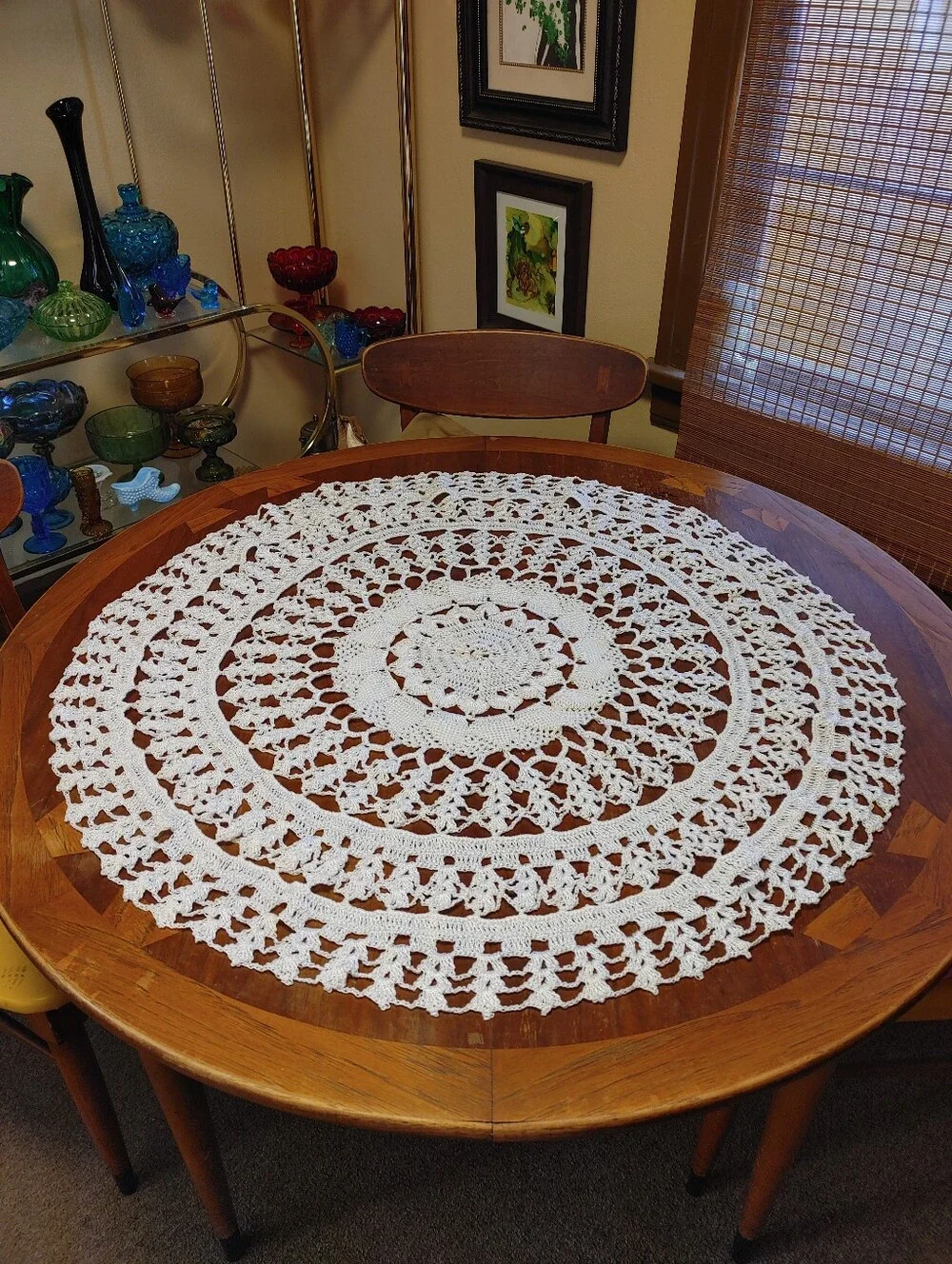 Vintage White Crochet Tablecloth